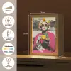 Vrouw - Kat - Bloemen - Kopje - Retro Light Box met kabel (Tafellamp) klein -USP_NL