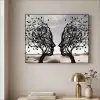Bomen - Gezicht - Bladeren - Moderne kunst Textielframe zwart klein -sfeer2