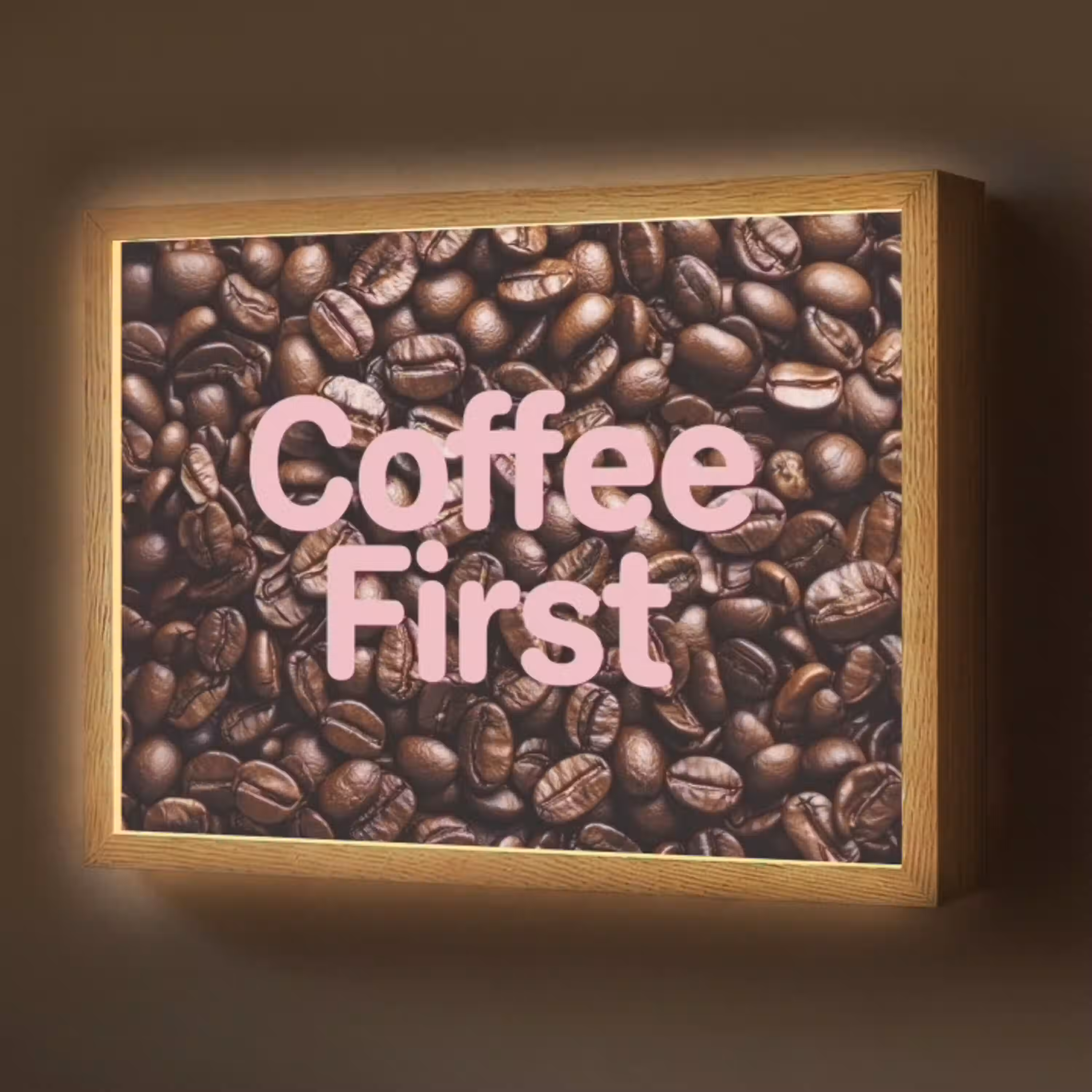 Coffee First - Koffiebonen - Roze Light Box met batterij (Wandlamp) middel -z3d_website