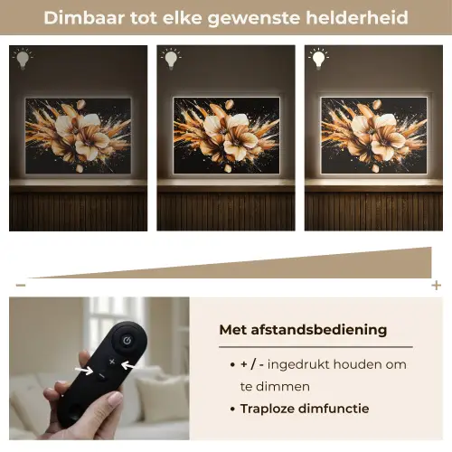 Bloemen - Goud - Graffiti - Zwart - Abstract Light Box met batterij (Wandlamp) middel -USP_dimbaarNL