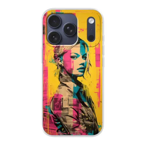 Vrouw - Verfstrepen - Gekleurd Telefoonhoesje iPhone 17 Pro klein -3d