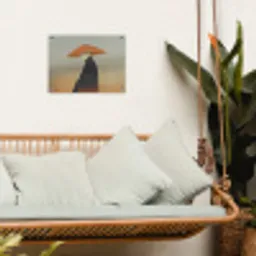 Minimalistisch - Silhouet - Oranje tuinposter los doek klein -sfeer7