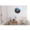Schotse hooglander - Berg - Landschap - Bomen - Koe - Natuur Wandcirkel aluminium klein -woonkamer