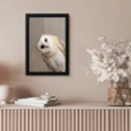 Uil - Bruin - Wit fotolijst zwart zonder passe partout klein -sfeer5