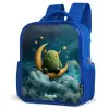 Groen monster op maansikkel Kinderrugzak - Blauw middel -schuin
