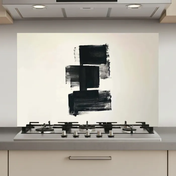 Rechthoeken - Penseelstreken - Abstract - Zwart keuken achterwand spatscherm klein -3d_website