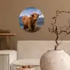 Schotse Hooglander - Berg - Water - Natuur - Koe Wandcirkel behangsticker klein -sfeer1