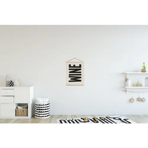 Zwart - Wijn - Decoratie - Vintage textielposter latten blank klein -kinderkamer