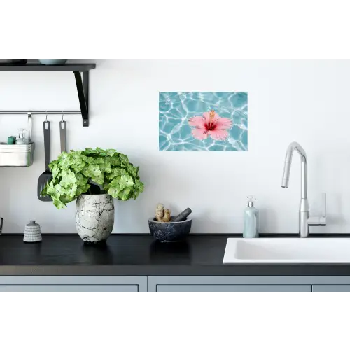 Hibiscus - Water - Roze Muursticker klein -keuken