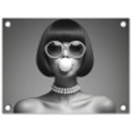Vrouw - Zwart Wit - Ketting - Zonnebril tuinposter los doek klein -3d