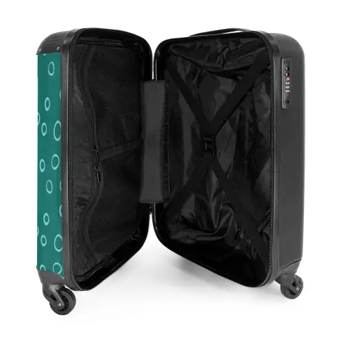 Lichtblauwe cirkels op donkergroene achtergrond NBS - Handbagage koffer - Kinderen Unisex middel -binnenkant