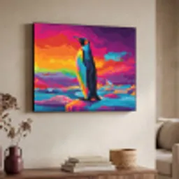 Ijsschots - Pinguïn - Abstract - Lucht Textielframe zwart klein -sfeer3