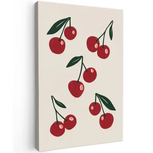 Kersen - Blaadjes - Rood canvas 2cm klein -z3d