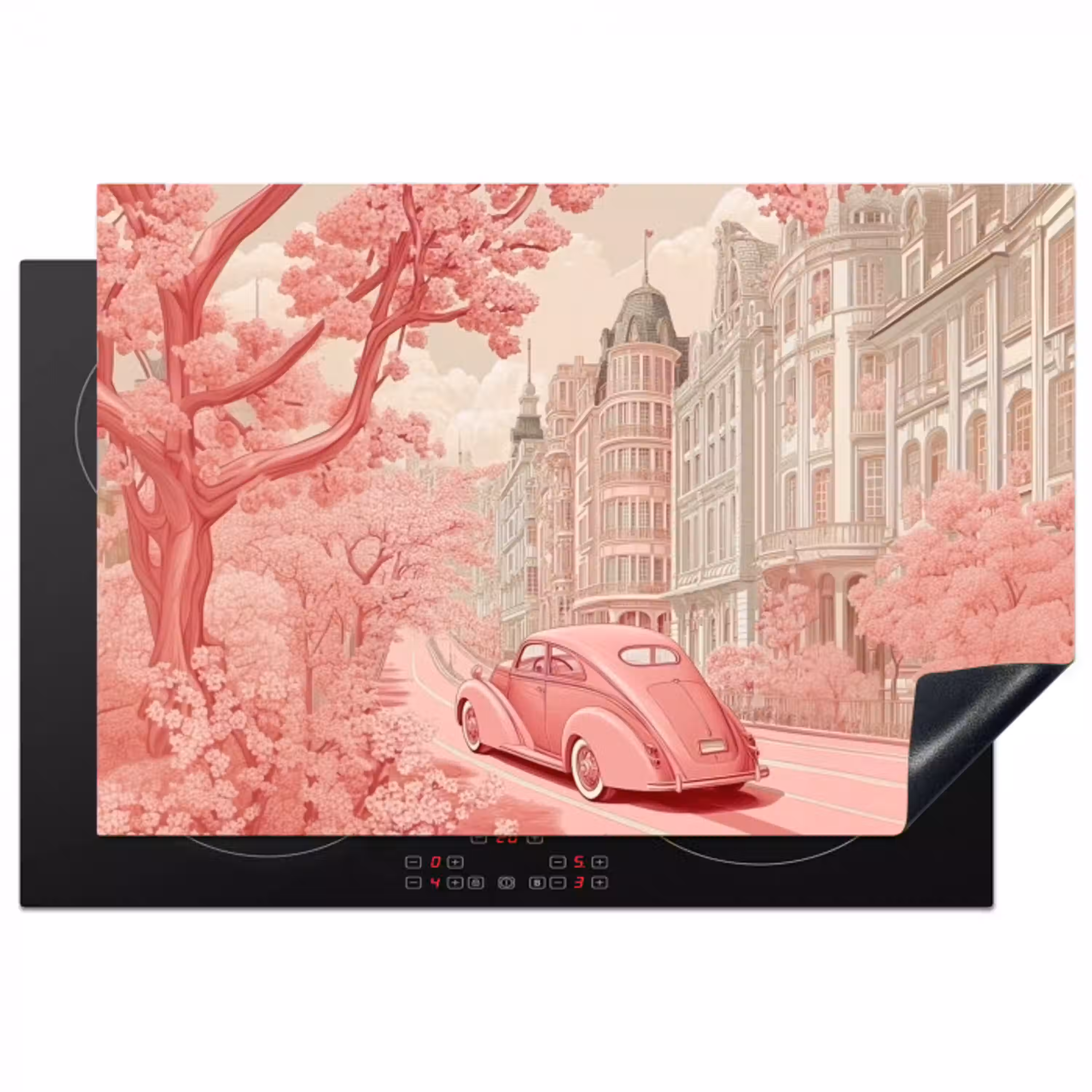 City - Car - Pink Inductie beschermer vinyl 3mm klein -3d