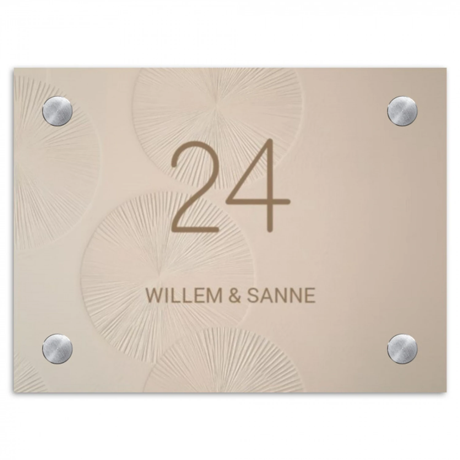 Beige reliëf lijnen - Klassiek Naambord Rechthoek middel -3d