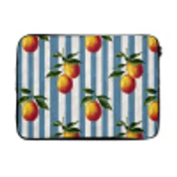 Strepen - Citroen - Blauw laptophoes neopreen klein 279 -3d