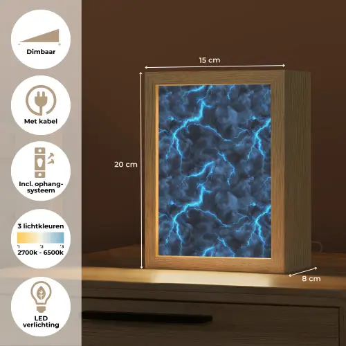 Donker - Blauw - Bliksem Light Box met kabel (Tafellamp) klein 925 -USP_NL