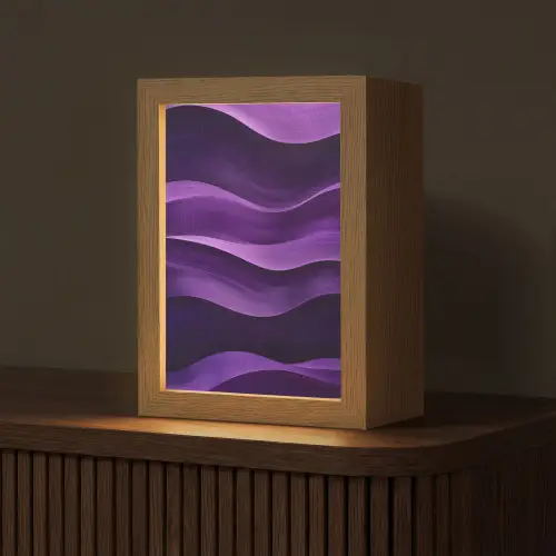 Golven - Abstract - Paars Light Box met kabel (Tafellamp) klein -z3d_website