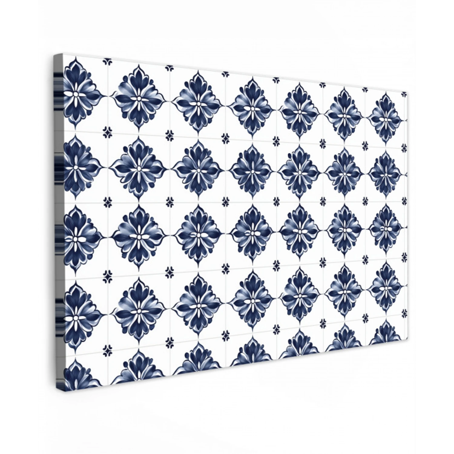 Tegelmotief - Blauw - Wit - Bloem canvas 2cm klein 34 -z3d