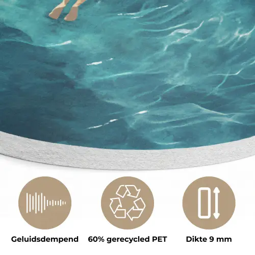 Vrouw - Water - Bikini - Oranje Akoestische PET Vilt - Rond klein -closeup_NL