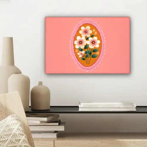 Illustratie - Bloemen - Rand - Roze canvas 2cm klein -sfeer6