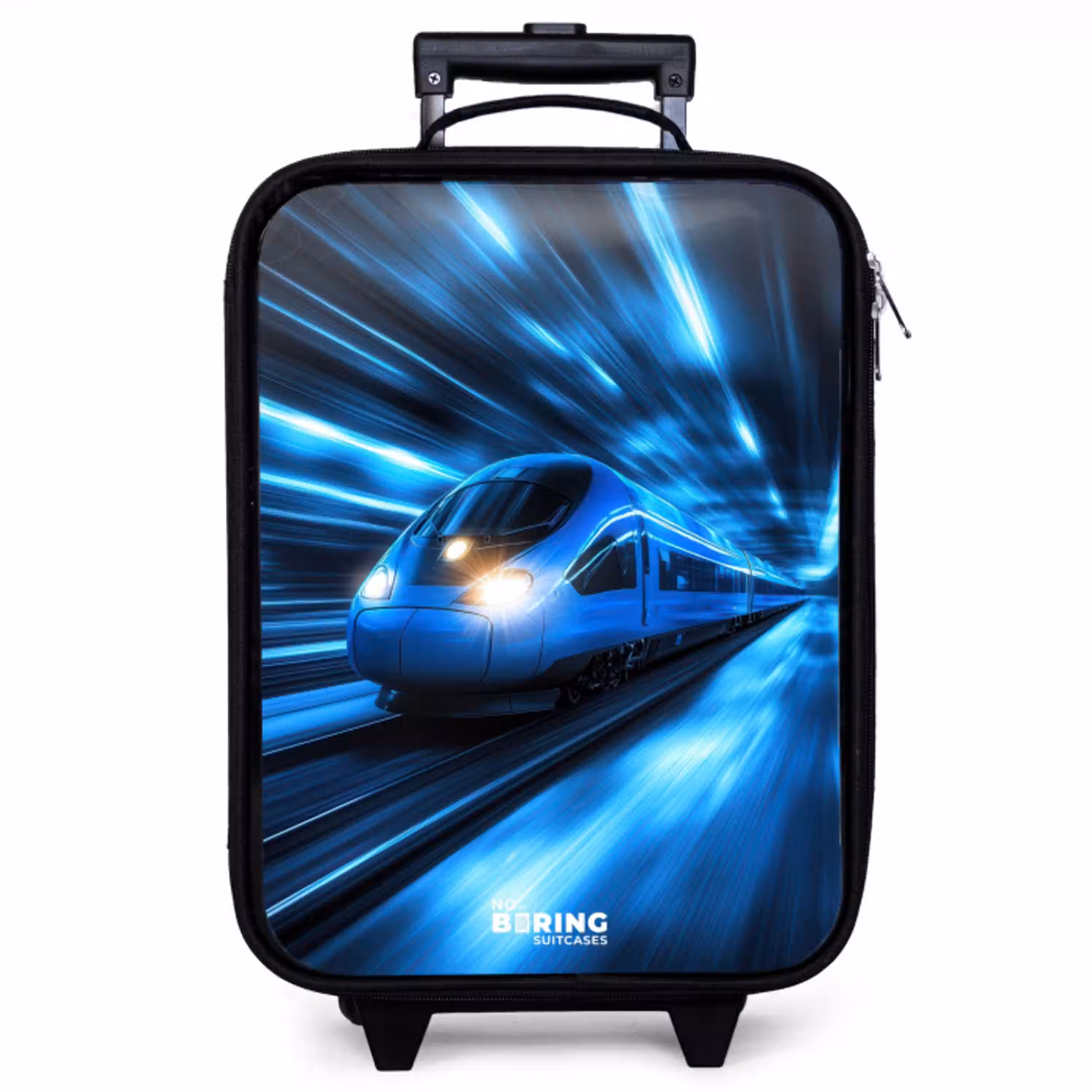 Supersnelle trein in neonblauwe tunnel Kinderkoffer - Zwart klein -zzz_website3d