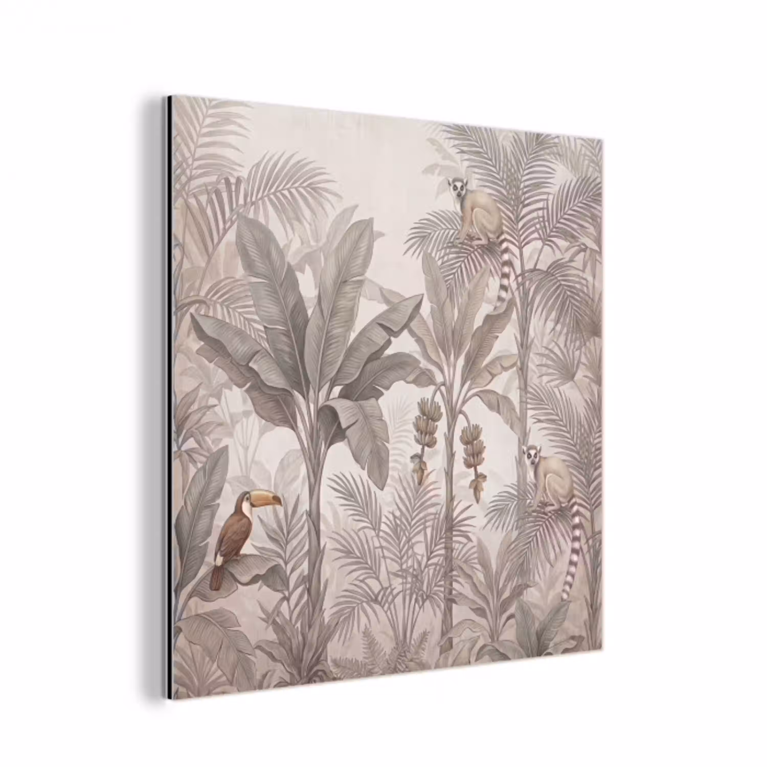 Natuur - Jungle - Ringstaartmaki - Bruin aluminium wit klein -3d