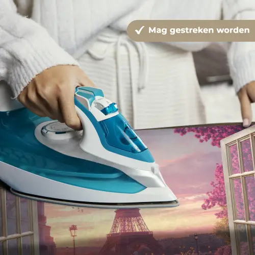 Doorkijk - Parijs - Eiffeltoren - Roze - Kersenbloesem Wandkleed katoen klein -sfeer9