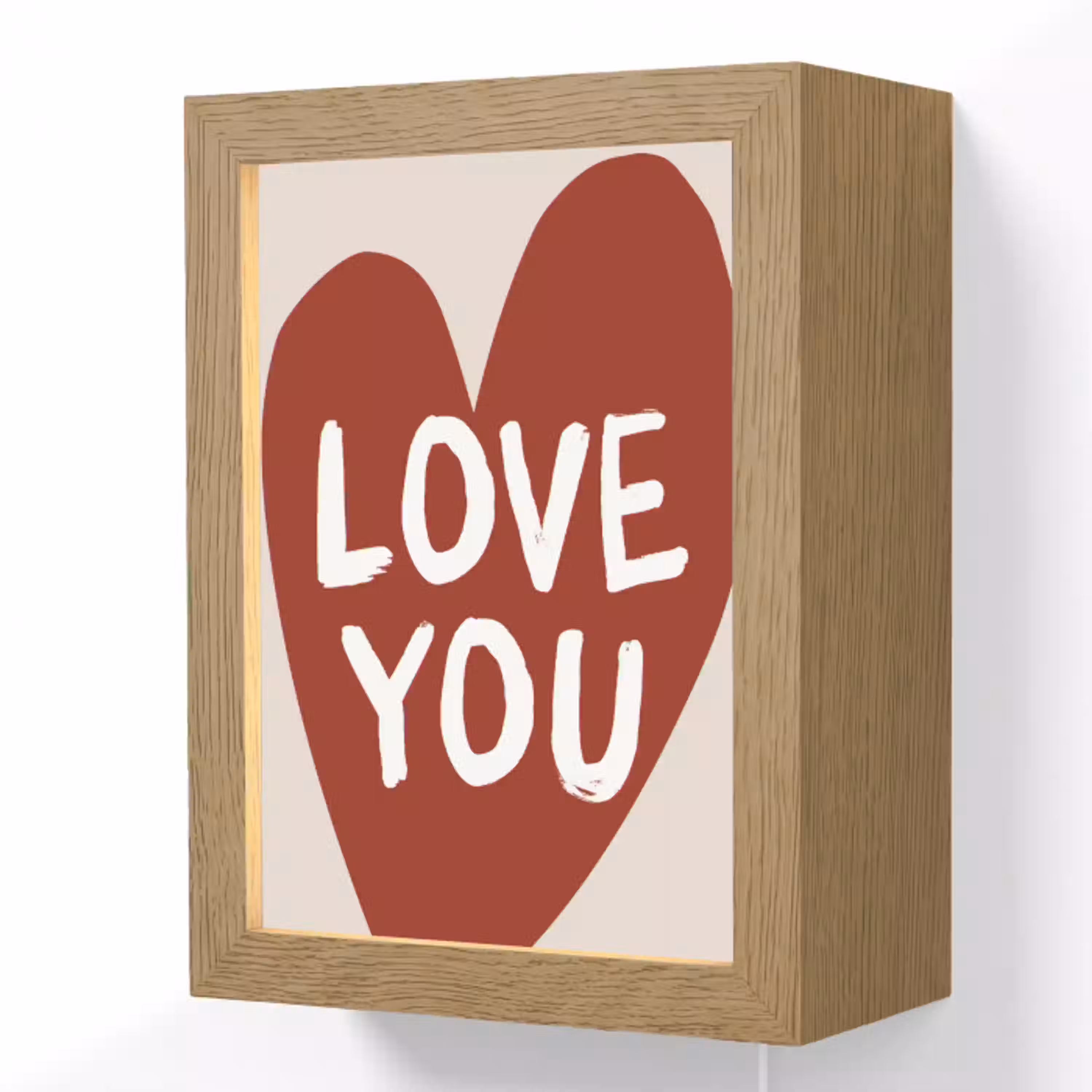 Loveyou - Hart - Rood Light Box met kabel (Wandlamp) klein -3d