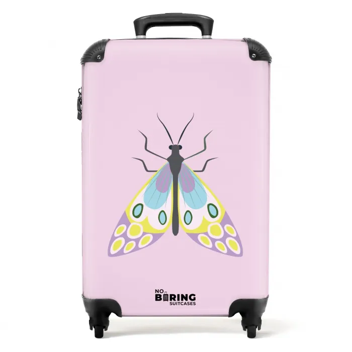 Summer memories - Kleurrijke mot op roze achtergrond NBS - Handbagage koffer - Kinderen Unisex middel -productfoto_recht