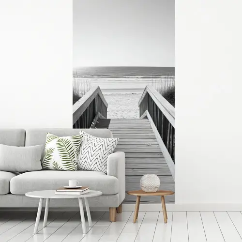 Loopbrug - Hout - Strand - Zee fotobehang vinyl groot -woonkamer