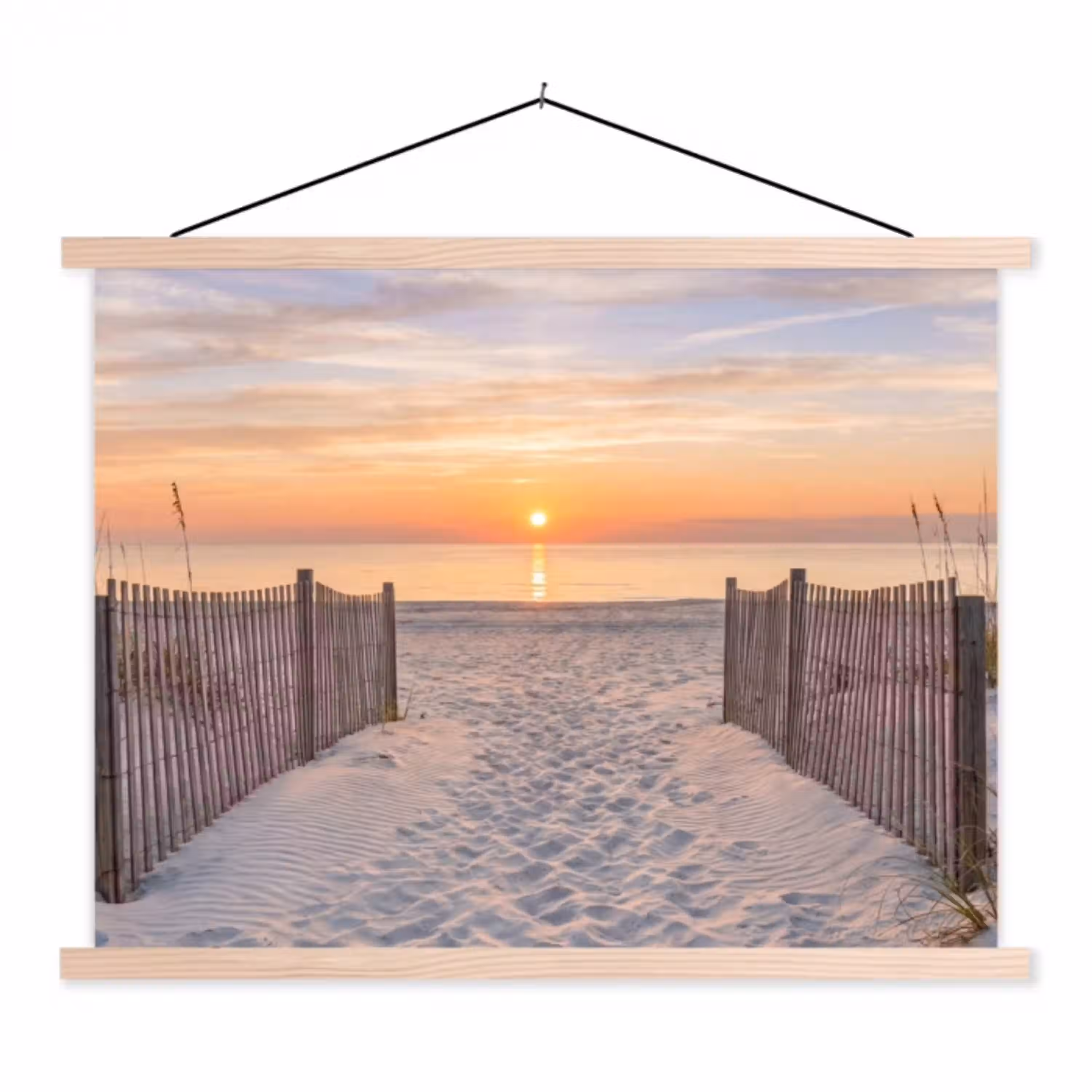 Zonsondergang - Strand - Zand textielposter latten blank klein -3d