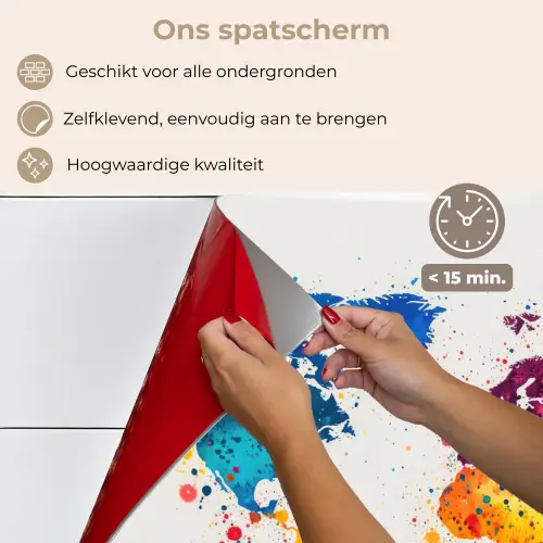 Wereldkaart - Graffiti - Kleurrijk keuken achterwand spatscherm klein -spatscherm_NL