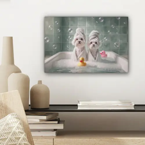 Hondjes - Badkuip - Badeendjes - Handdoeken canvas 2cm klein -sfeer6