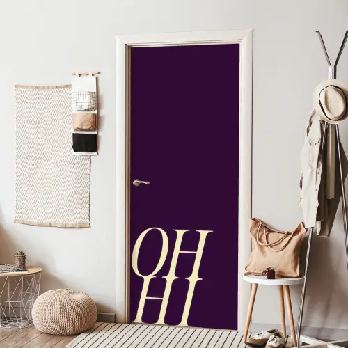 Oh hi - Paars - Cursief deurposter klein -sfeer6