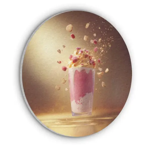 Framboos - Smoothie - Drinken - Roze Akoestische PET Vilt - Rond klein -3d