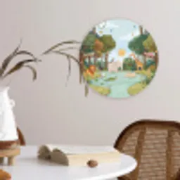 Jungle - Oase - Dieren - Kleurrijk Wandcirkel kunststof plaat 5mm dik klein -sfeer4