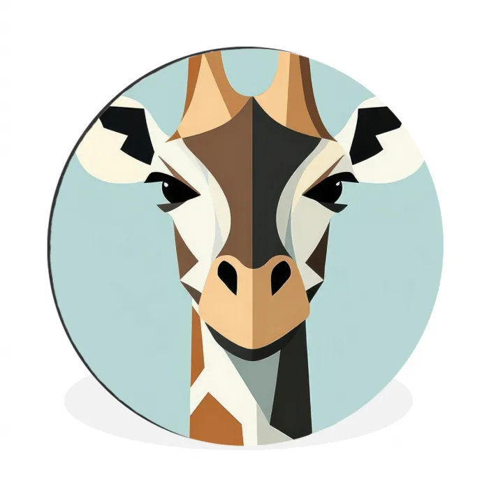 Giraffe - Illustratie - Bruin - Minimalistisch Wandcirkel aluminium klein -3d