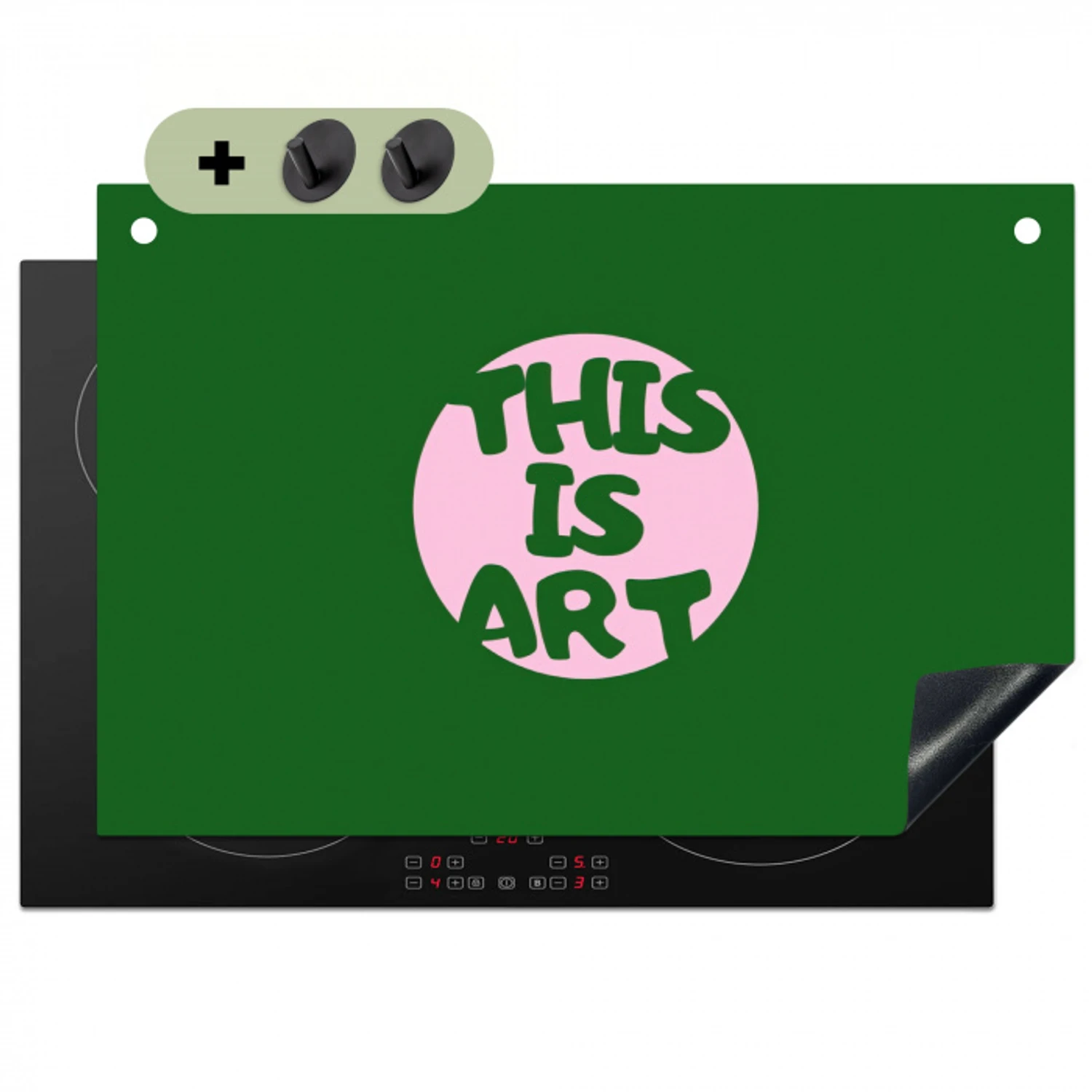 Cirkel - Roze - Tekst - Art Inductie beschemer met haakjes klein -3d