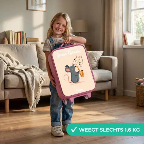 Muis - Saxofoon - Muziek Kinderkoffer - Roze klein -sfeer2_NL