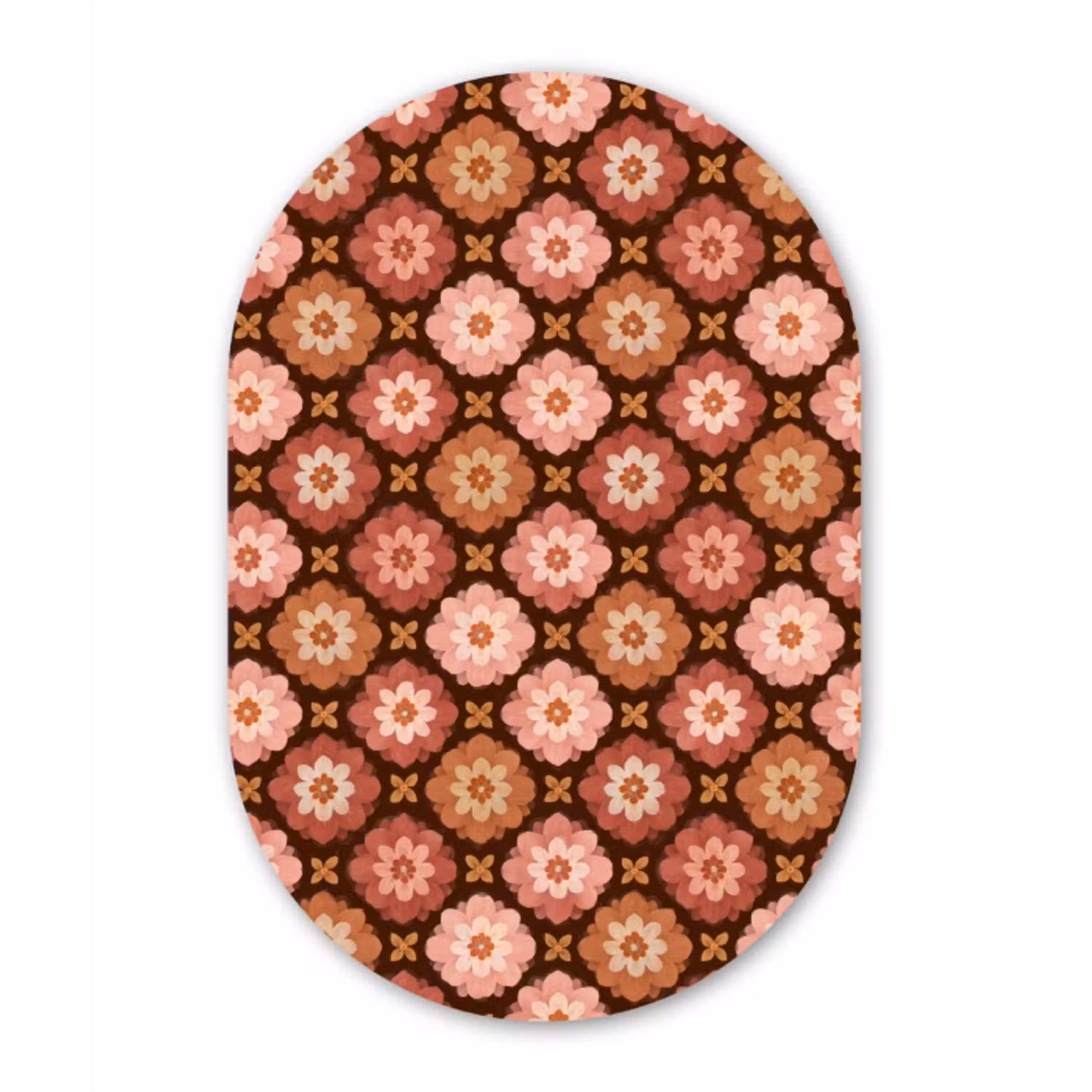 Geometrisch - Bloemen - Kleurrijk Wandcirkel Ovaal Aluminium middel 839 -3d