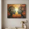Bomen - Gezichten - Zon - Kunst Textielframe zwart klein -sfeer2