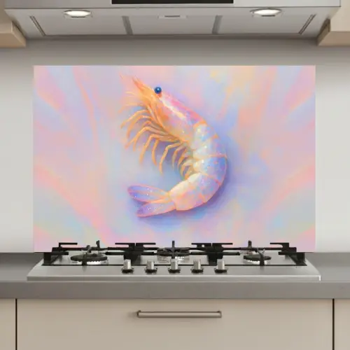 Garnaal - Subtiele structuur - Blauw - Roze keuken achterwand spatscherm klein -3d_website