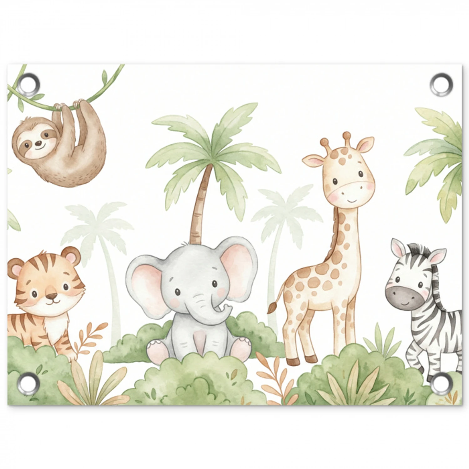Dieren - Jungle - Pastel tuinposter los doek klein -3d