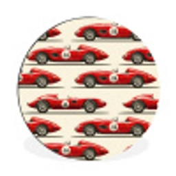 Raceauto - Retro - Rood Wandcirkel aluminium klein 190 -3d