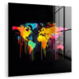 Wereldkaart - Verf - Kleurrijk - Graffiti - Wereld plexiglas 5mm klein -zzzproduct_nieuw