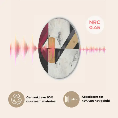 Modern - Abstract - Geometrisch - Rood - Industrieel Akoestische PET Vilt - Rond klein -USP_NL