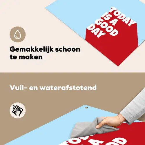 Today is a good day - Rood - lichtblauw Inductie beschemer met haakjes klein -ky-schoon-nl