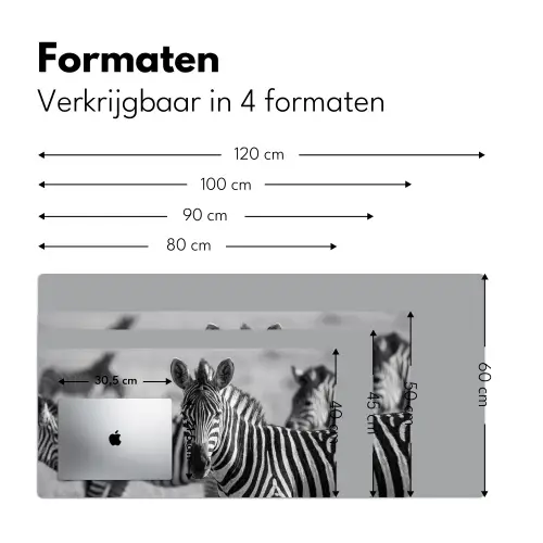 Zebra's - Zwart - Wit Muismat XXL klein -sfeer5