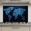 Wereldkaart - Waterstructuur - Blauw keuken achterwand spatscherm klein -3d_website